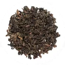 Feuilles d’oolong roulées en petites boules serrées, de teinte brune